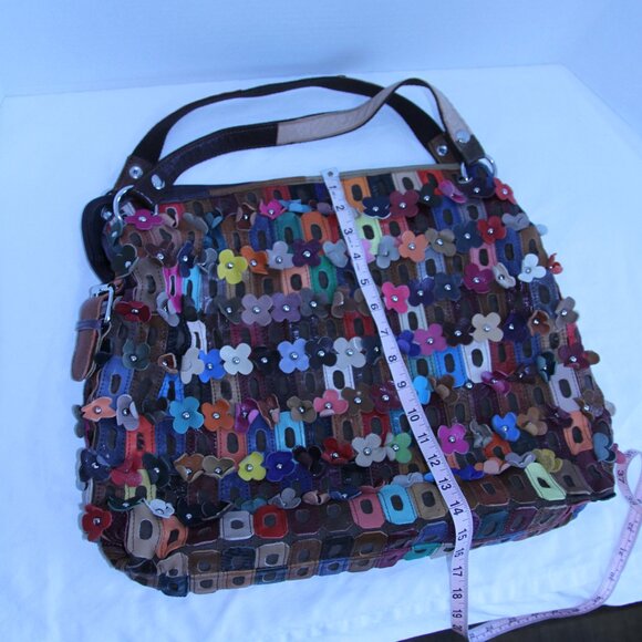 Leather flower boho flowerette slouchy purse bag festival - Picture 15 of 16